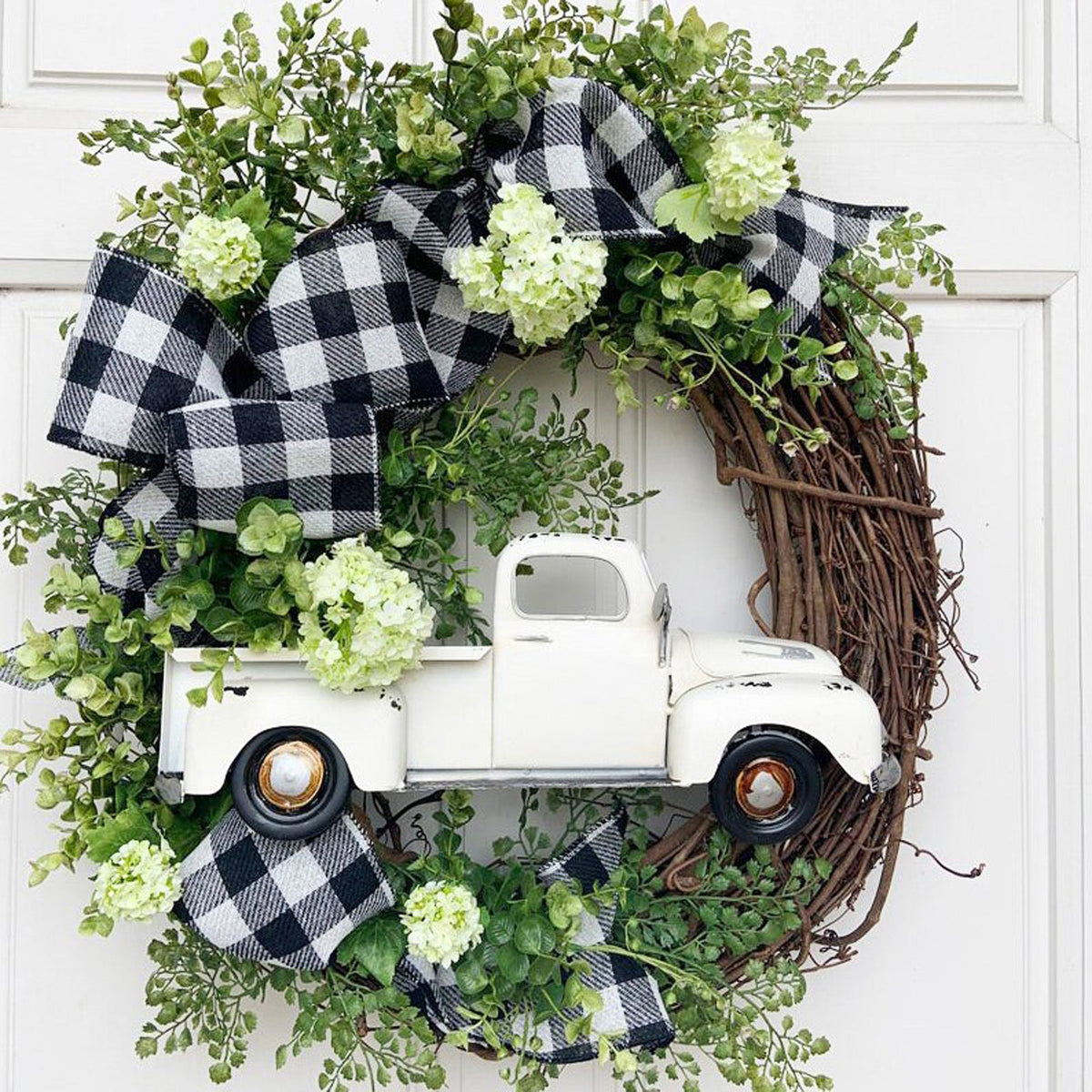 Corona de Navidad con camioneta